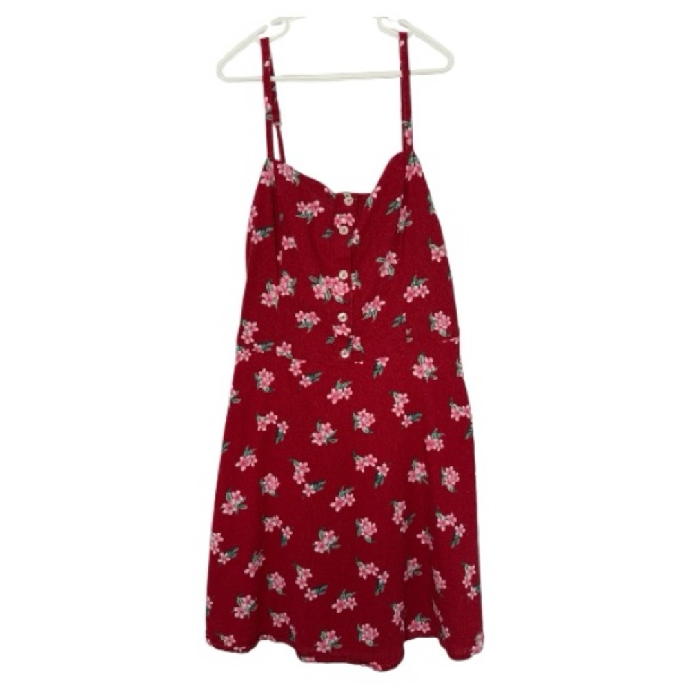 Hollister Red Floral Spaghetti Strap Sundress